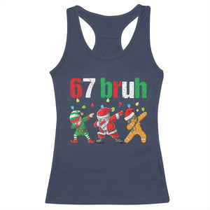 67 Christmas Racerback Tank Top Funny Six Seven Bruh Dabbing Santa Meme Pajamas TS10 Navy Print Your Wear