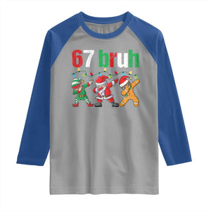 67 Christmas Raglan Shirt Funny Six Seven Bruh Dabbing Santa Meme Pajamas TS10 Sport Gray Royal Print Your Wear