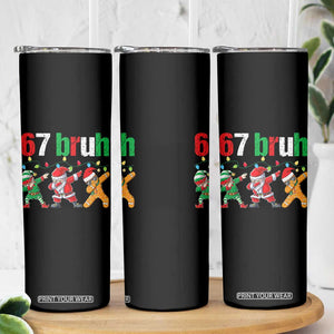67 Christmas Skinny Tumbler Funny Six Seven Bruh Dabbing Santa Meme Pajamas TS10 Print Your Wear