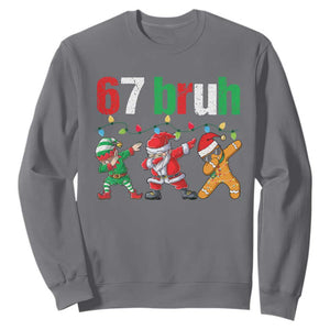 67 Christmas Sweatshirt Funny Six Seven Bruh Dabbing Santa Meme Pajamas TS10 Charcoal Print Your Wear