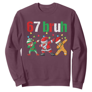 67 Christmas Sweatshirt Funny Six Seven Bruh Dabbing Santa Meme Pajamas TS10 Maroon Print Your Wear