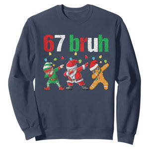 67 Christmas Sweatshirt Funny Six Seven Bruh Dabbing Santa Meme Pajamas TS10 Navy Print Your Wear