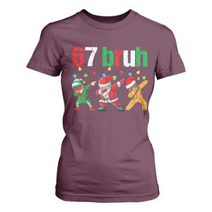 67 Christmas T Shirt For Women Funny Six Seven Bruh Dabbing Santa Meme Pajamas TS10 Maroon Print Your Wear