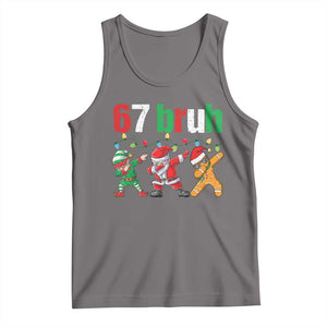 67 Christmas Tank Top Funny Six Seven Bruh Dabbing Santa Meme Pajamas TS10 Deep Heather Print Your Wear
