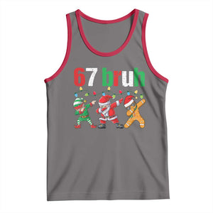 67 Christmas Tank Top Funny Six Seven Bruh Dabbing Santa Meme Pajamas TS10 Deep Heather Red Print Your Wear