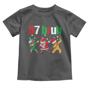 67 Christmas Toddler T Shirt Funny Six Seven Bruh Dabbing Santa Meme Pajamas TS10 Dark Heather Print Your Wear