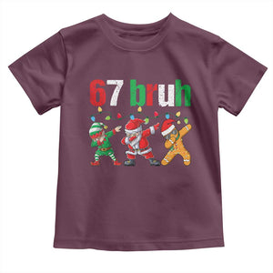 67 Christmas Toddler T Shirt Funny Six Seven Bruh Dabbing Santa Meme Pajamas TS10 Maroon Print Your Wear