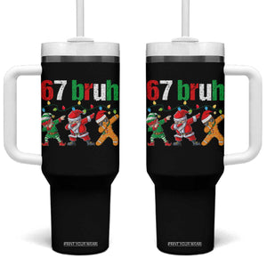 67 Christmas Tumbler With Handle Funny Six Seven Bruh Dabbing Santa Meme Pajamas TS10 One Size: 40 oz Black Print Your Wear