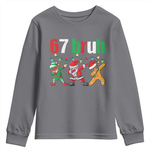 67 Christmas Youth Sweatshirt Funny Six Seven Bruh Dabbing Santa Meme Pajamas TS10 Charcoal Print Your Wear