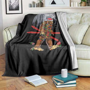 Santa Bigfoot Christmas Throw Blanket Funny Sasquatch Skiing Snowboard Ski Lover Skier TS10 Print Your Wear