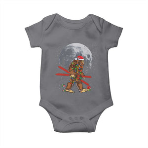Santa Bigfoot Christmas Baby Onesie Funny Sasquatch Skiing Snowboard Ski Lover Skier TS10 Charcoal Print Your Wear