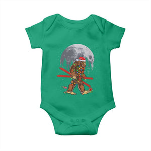 Santa Bigfoot Christmas Baby Onesie Funny Sasquatch Skiing Snowboard Ski Lover Skier TS10 Irish Green Print Your Wear