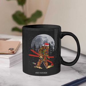 Santa Bigfoot Christmas Coffee Mug Funny Sasquatch Skiing Snowboard Ski Lover Skier TS10 Print Your Wear