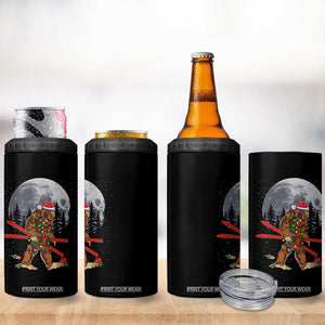 Santa Bigfoot Christmas 4 in 1 Can Cooler Tumbler Funny Sasquatch Skiing Snowboard Ski Lover Skier TS10 Print Your Wear