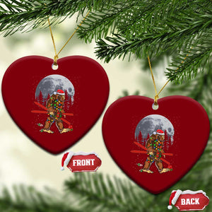 Santa Bigfoot Christmas Ceramic Ornament Funny Sasquatch Skiing Snowboard Ski Lover Skier TS10 Print Your Wear