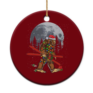 Santa Bigfoot Christmas Ceramic Ornament Funny Sasquatch Skiing Snowboard Ski Lover Skier - Print Your Wear