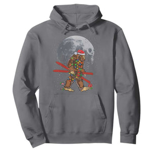 Santa Bigfoot Christmas Hoodie Funny Sasquatch Skiing Snowboard Ski Lover Skier TS10 Charcoal Print Your Wear