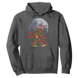 Santa Bigfoot Christmas Hoodie Funny Sasquatch Skiing Snowboard Ski Lover Skier TS10 Dark Heather Print Your Wear