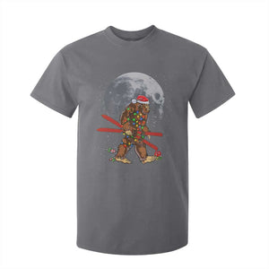 Santa Bigfoot Christmas T Shirt For Kid Funny Sasquatch Skiing Snowboard Ski Lover Skier TS10 Charcoal Print Your Wear