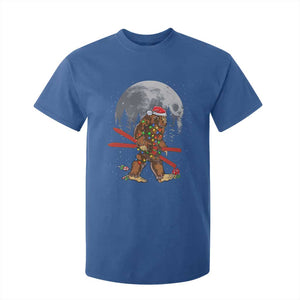 Santa Bigfoot Christmas T Shirt For Kid Funny Sasquatch Skiing Snowboard Ski Lover Skier TS10 Royal Blue Print Your Wear