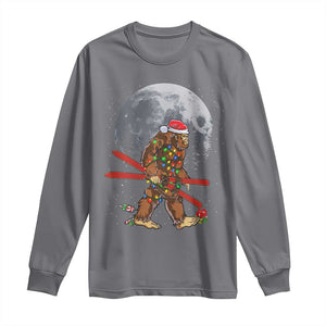 Santa Bigfoot Christmas Long Sleeve Shirt Funny Sasquatch Skiing Snowboard Ski Lover Skier TS10 Charcoal Print Your Wear