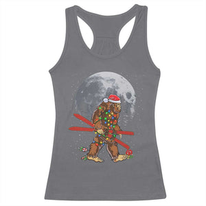 Santa Bigfoot Christmas Racerback Tank Top Funny Sasquatch Skiing Snowboard Ski Lover Skier TS10 Charcoal Print Your Wear
