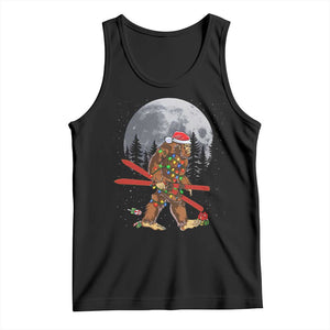 Santa Bigfoot Christmas Tank Top Funny Sasquatch Skiing Snowboard Ski Lover Skier TS10 Black Print Your Wear