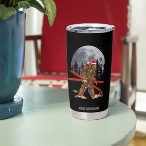 Santa Bigfoot Christmas Tumbler Cup Funny Sasquatch Skiing Snowboard Ski Lover Skier TS10 Print Your Wear