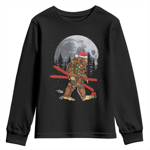 Santa Bigfoot Christmas Youth Sweatshirt Funny Sasquatch Skiing Snowboard Ski Lover Skier TS10 Black Print Your Wear