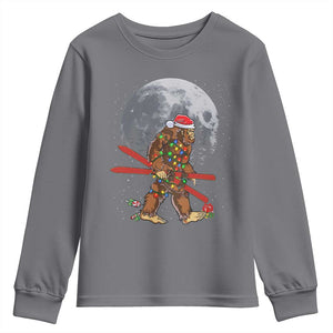 Santa Bigfoot Christmas Youth Sweatshirt Funny Sasquatch Skiing Snowboard Ski Lover Skier TS10 Charcoal Print Your Wear