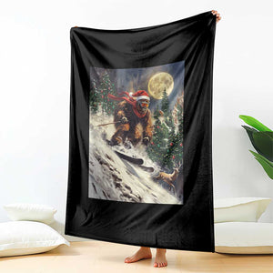 Christmas Bigfoot Skiing Throw Blanket Funny Santa Sasquatch Snowboard Ski Lover Skier TS10 Print Your Wear