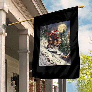 Christmas Bigfoot Skiing Garden Flag Funny Santa Sasquatch Snowboard Ski Lover Skier TS10 Print Your Wear