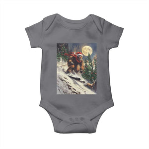 Christmas Bigfoot Skiing Baby Onesie Funny Santa Sasquatch Snowboard Ski Lover Skier TS10 Charcoal Print Your Wear