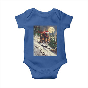 Christmas Bigfoot Skiing Baby Onesie Funny Santa Sasquatch Snowboard Ski Lover Skier TS10 Royal Blue Print Your Wear