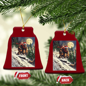 Christmas Bigfoot Skiing Ceramic Ornament Funny Santa Sasquatch Snowboard Ski Lover Skier - Print Your Wear