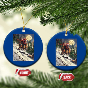 Christmas Bigfoot Skiing Ceramic Ornament Funny Santa Sasquatch Snowboard Ski Lover Skier - Print Your Wear