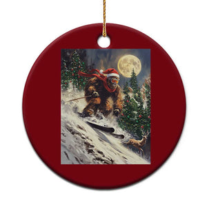 Christmas Bigfoot Skiing Ceramic Ornament Funny Santa Sasquatch Snowboard Ski Lover Skier - Print Your Wear