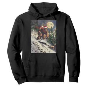Christmas Bigfoot Skiing Hoodie Funny Santa Sasquatch Snowboard Ski Lover Skier TS10 Black Print Your Wear