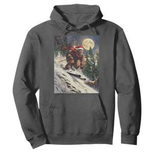 Christmas Bigfoot Skiing Hoodie Funny Santa Sasquatch Snowboard Ski Lover Skier TS10 Dark Heather Print Your Wear