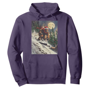 Christmas Bigfoot Skiing Hoodie Funny Santa Sasquatch Snowboard Ski Lover Skier TS10 Purple Print Your Wear