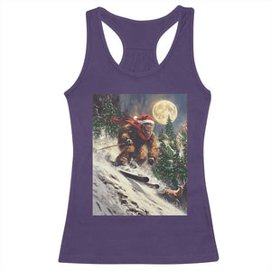 Christmas Bigfoot Skiing Racerback Tank Top Funny Santa Sasquatch Snowboard Ski Lover Skier TS10 Purple Print Your Wear