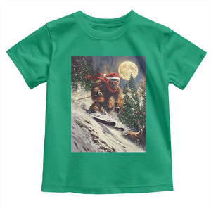 Christmas Bigfoot Skiing Toddler T Shirt Funny Santa Sasquatch Snowboard Ski Lover Skier TS10 Irish Green Print Your Wear