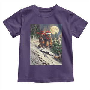 Christmas Bigfoot Skiing Toddler T Shirt Funny Santa Sasquatch Snowboard Ski Lover Skier TS10 Purple Print Your Wear