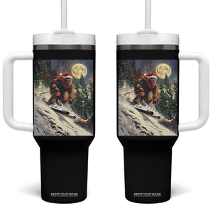 Christmas Bigfoot Skiing Tumbler With Handle Funny Santa Sasquatch Snowboard Ski Lover Skier TS10 One Size: 40 oz Black Print Your Wear