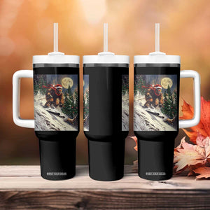 Christmas Bigfoot Skiing Tumbler With Handle Funny Santa Sasquatch Snowboard Ski Lover Skier TS10 Print Your Wear