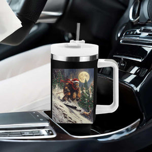 Christmas Bigfoot Skiing Tumbler With Handle Funny Santa Sasquatch Snowboard Ski Lover Skier TS10 Print Your Wear