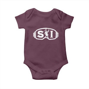 Bigfoot Skiing Baby Onesie Sasquatch Goggles Skiing Snow Ski Lover Skier TS10 Maroon Print Your Wear