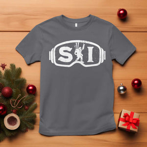 Bigfoot Skiing T Shirt Sasquatch Goggles Skiing Snow Ski Lover Skier TS10 Charcoal Print Your Wear