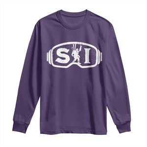 Bigfoot Skiing Long Sleeve Shirt Sasquatch Goggles Skiing Snow Ski Lover Skier TS10 Purple Print Your Wear