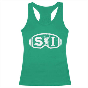 Bigfoot Skiing Racerback Tank Top Sasquatch Goggles Skiing Snow Ski Lover Skier TS10 Irish Green Print Your Wear